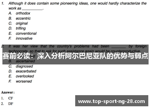 赛前必读:深入分析阿尔巴尼亚队的优势与弱点 赛前必读:深入分析阿尔巴尼亚队的优势与弱点