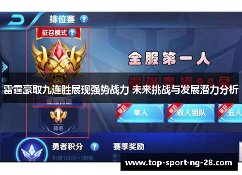 雷霆豪取九连胜展现强势战力 未来挑战与发展潜力分析 雷霆豪取九连胜展现强势战力 未来挑战与发展潜力分析