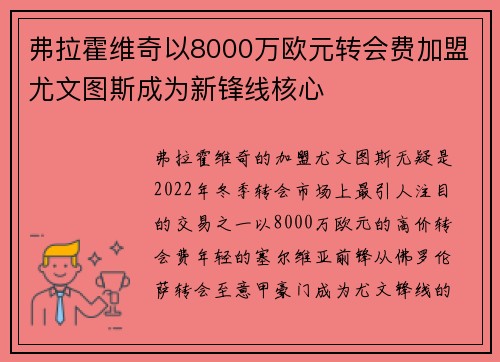 弗拉霍维奇以8000万欧元转会费加盟尤文图斯成为新锋线核心